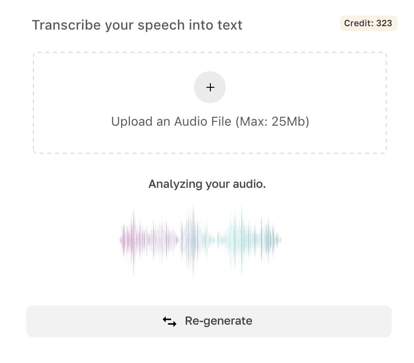 Upload, Transcribe, Generate.